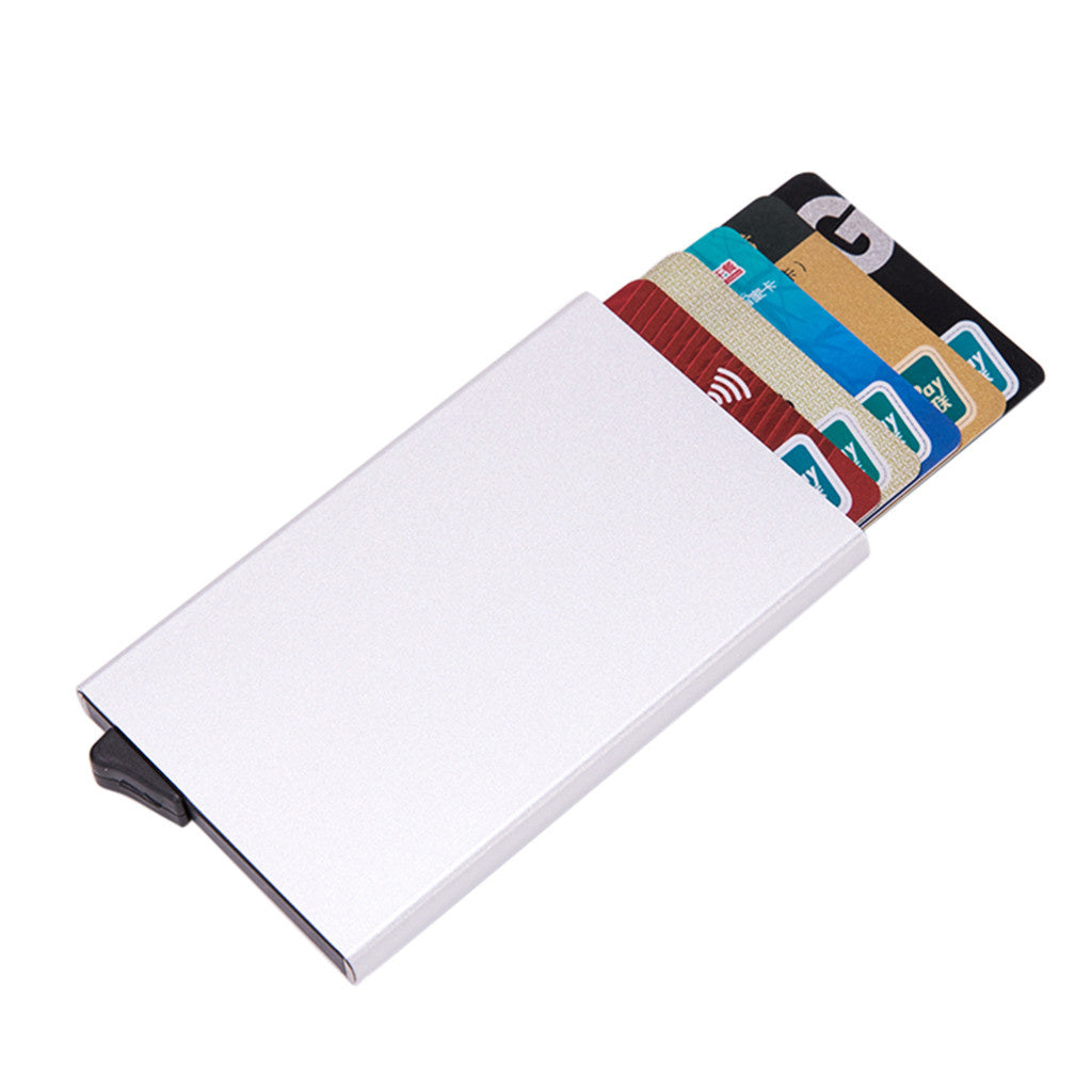 High-Class Aluminum Multi-Card Holder Solid Color Automatic Pop-up Anti-Theft Bank Card Box