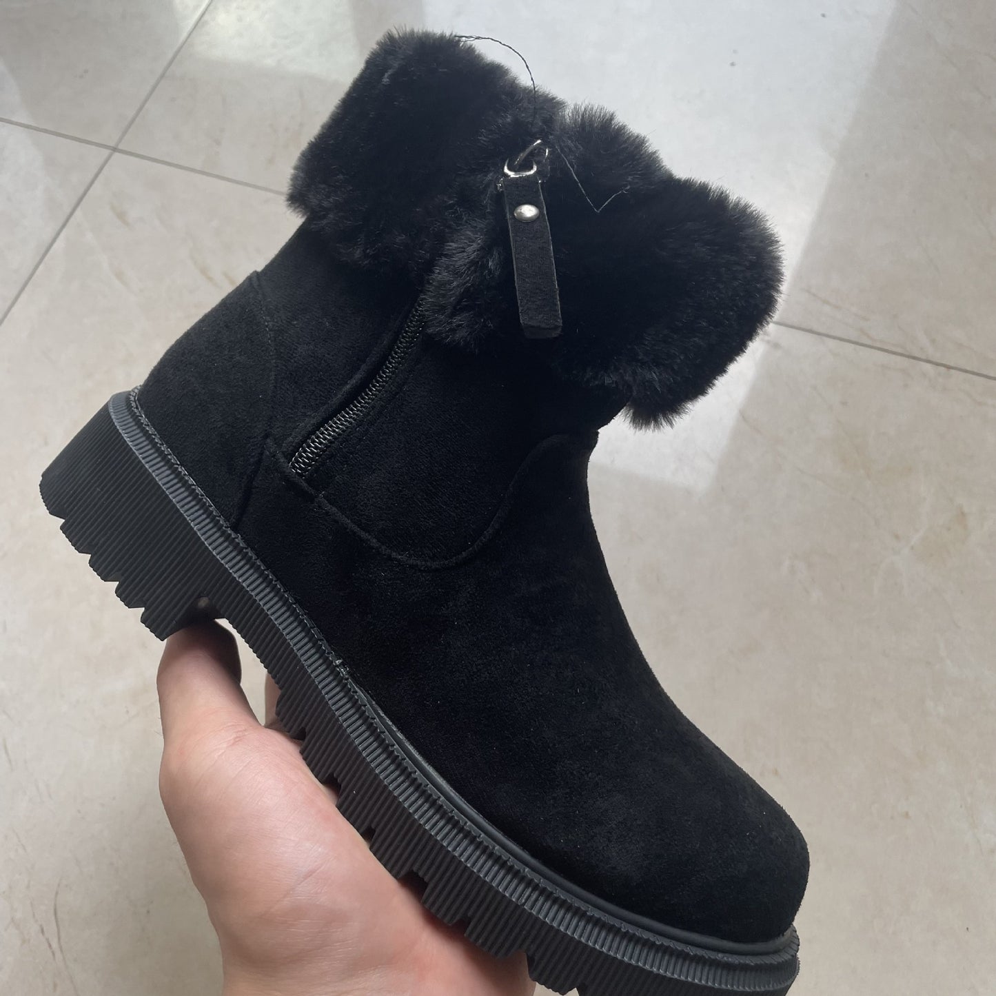 Women's Warm Plush Winter Snow Boots with Side Zipper