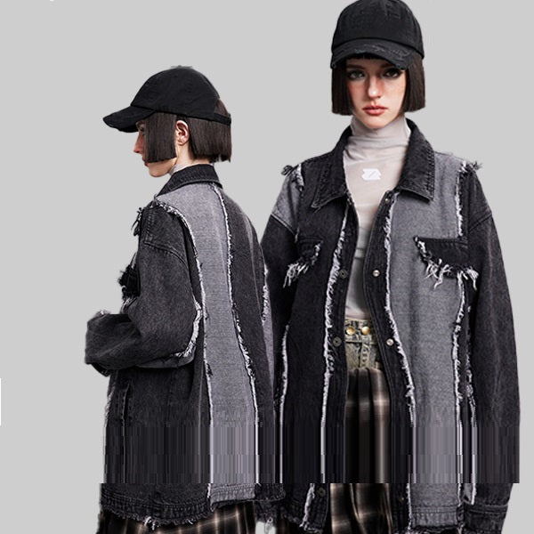 Veste en jean avec bordure et coutures High Street pour hommes