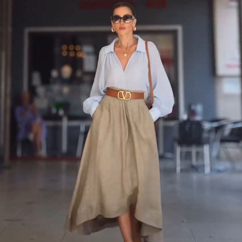 Professional Split High Waist Elastic Long Holiday Skirt - Premium Fabric (Comfortable Fit, Elegant Split Design)