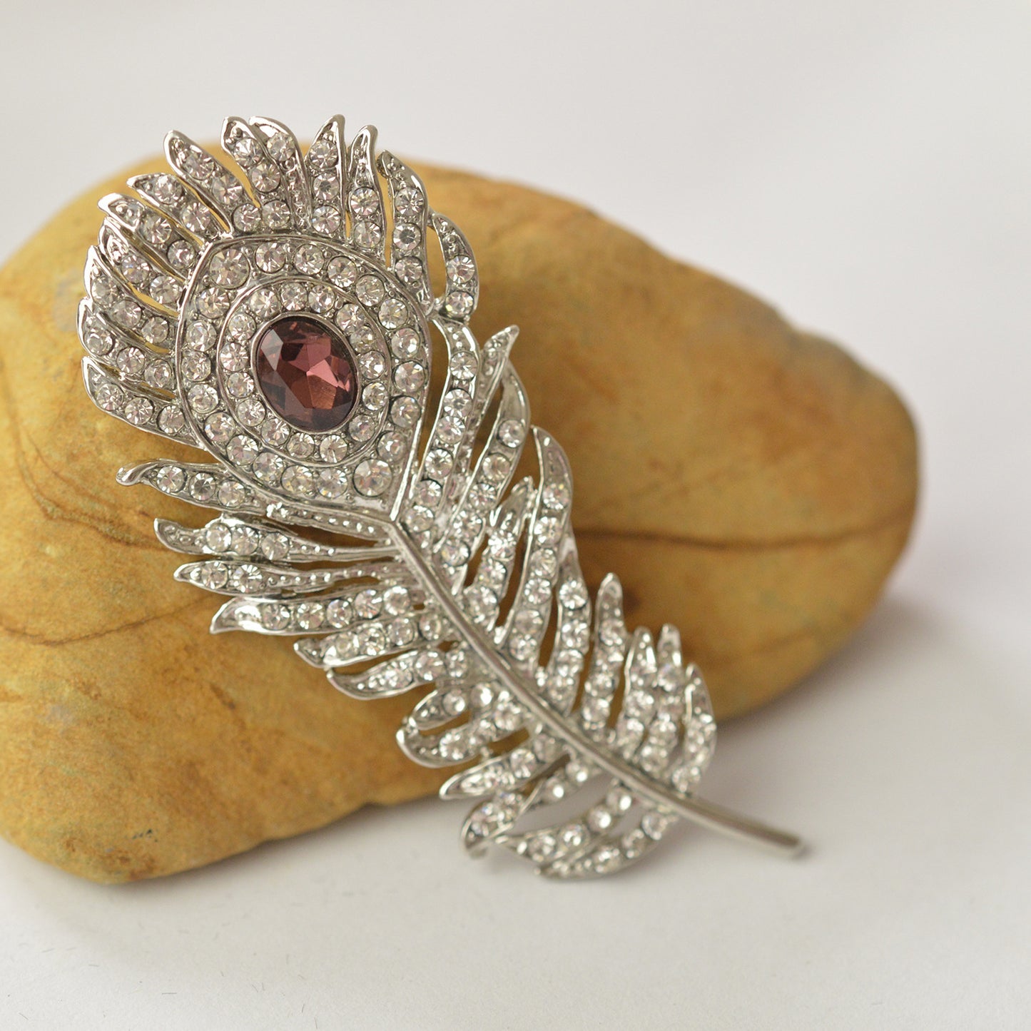 Retro Fashionabla Corsage Kläder Legering Diamant Personlighet Fjäder Brosch