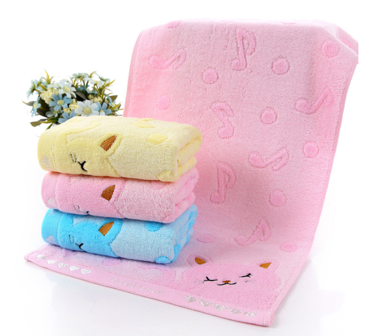 Serviettes de bain pour le visage de chaton en fibre de bambou