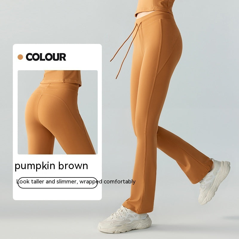Waist Slimming And Hip Lifting Casual Yoga Pants Bilateral Pocket Yoga Bell-bottom Pants - Dual Enhancement