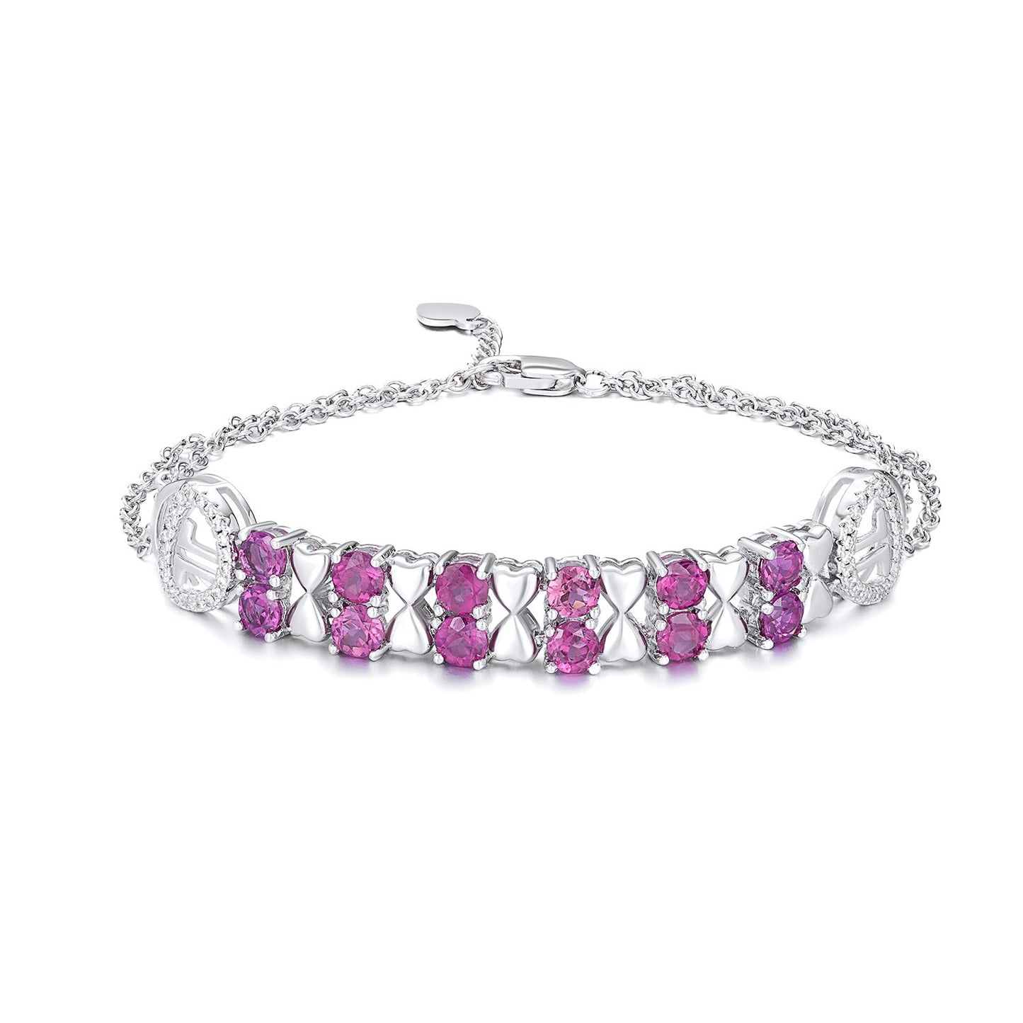 S925 Sterling Silver Lila Granat Armband Dam Mode Zirkon Ljus Lyx Smycken