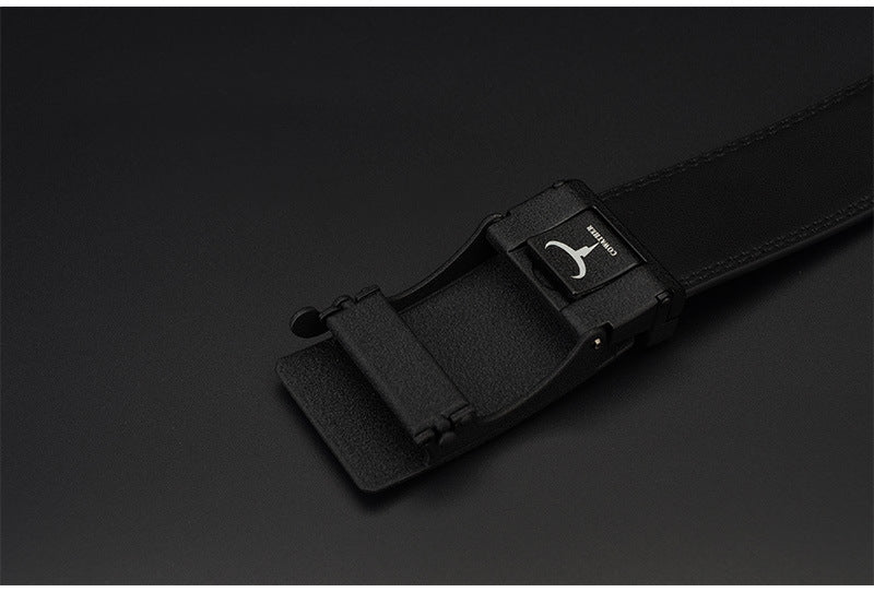 Men's Automatic Buckle Two-Layer Cowhide Belt - Reinforced Security