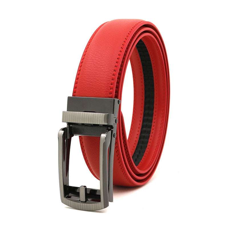 Men's Fake Needle Automatic Buckle Cowhide Belt - Detailed Sophistication