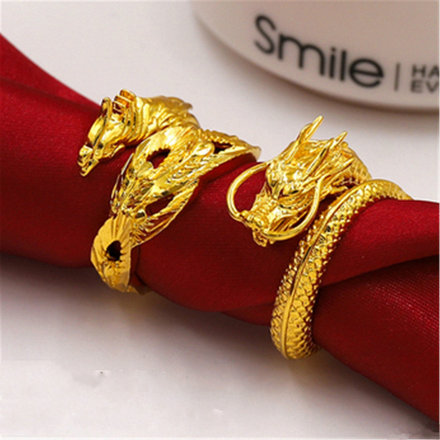 Bague amoureux du dragon et du phénix