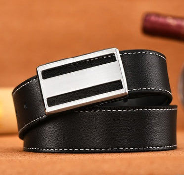 Men's Smooth Buckle Fashion Business Two-Layer Leather Belt - Professional Flow
