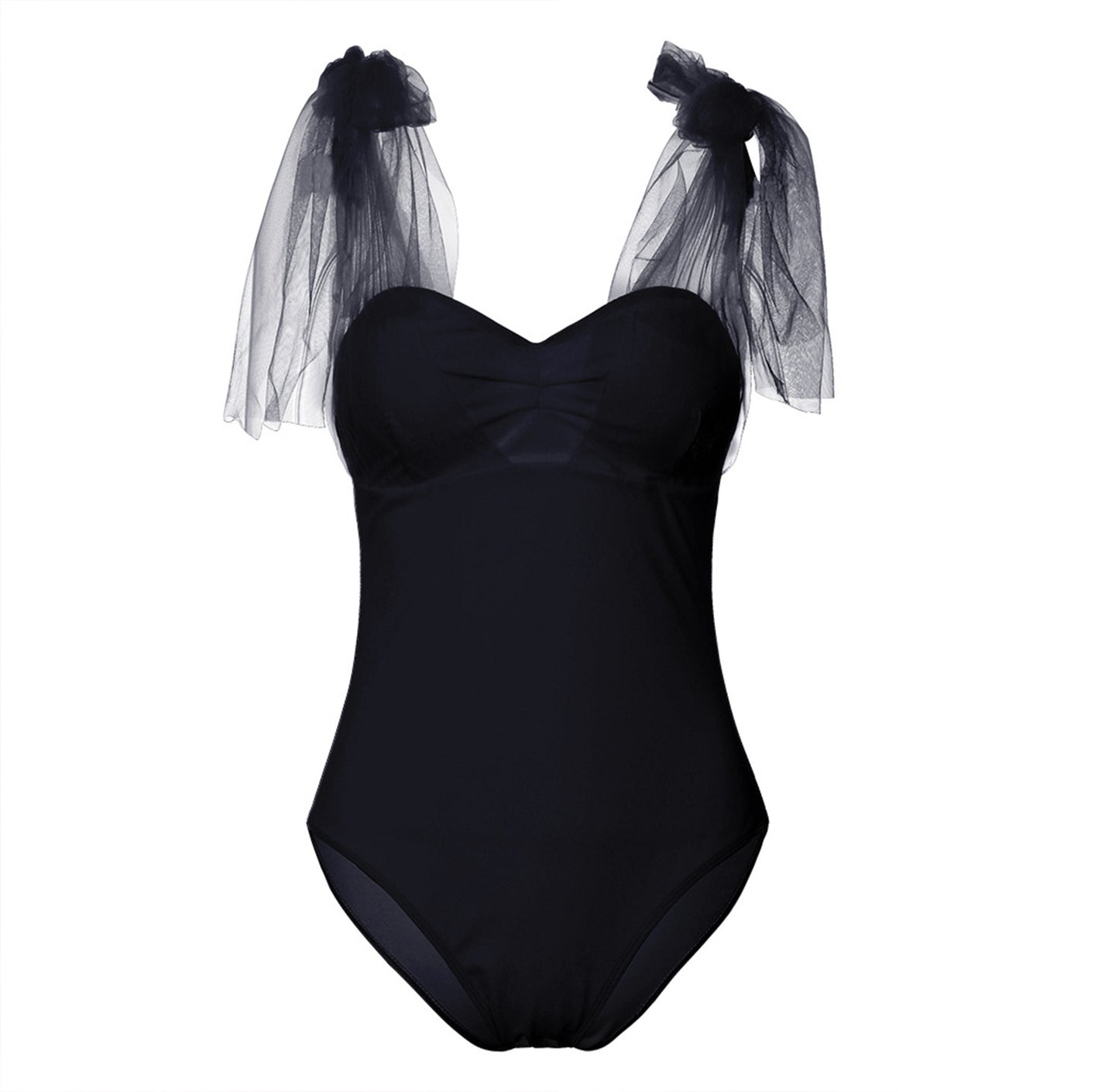 Creative Solid Mesh Banded Baddräkt för kvinnor
