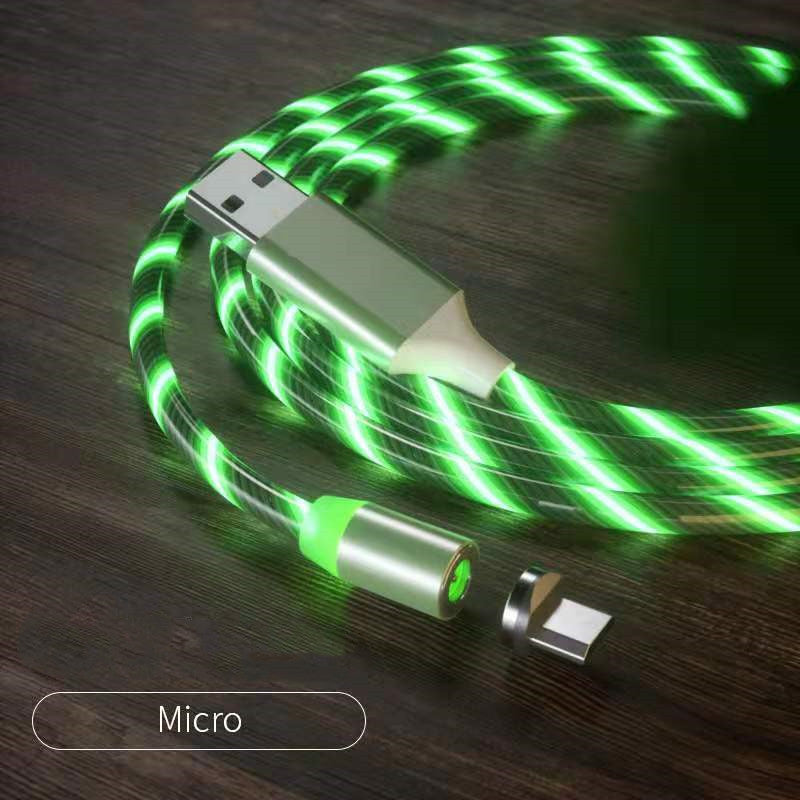 Magnetisk laddningskabel Streamer Snabbladdningskabel Belysning Micro USB-kabel LED Magnetladdare Type-C-kabel