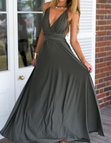 Robe Maxi Boho Convertible à Bandage pour Femmes