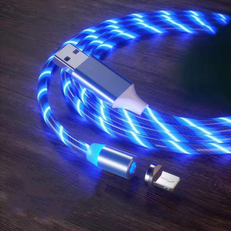 Magnetisk laddningskabel Streamer Snabbladdningskabel Belysning Micro USB-kabel LED Magnetladdare Type-C-kabel