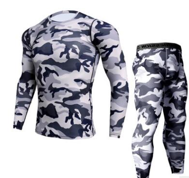 Ensemble pantalon et T-shirt de Camouflage pour hommes, T-shirt Crossfit à la mode, vêtements de marque à Compression, jogging, Leggings décontractés