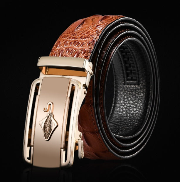 Men's Genuine Leather Automatic Buckle Belt - Authentic Premium
