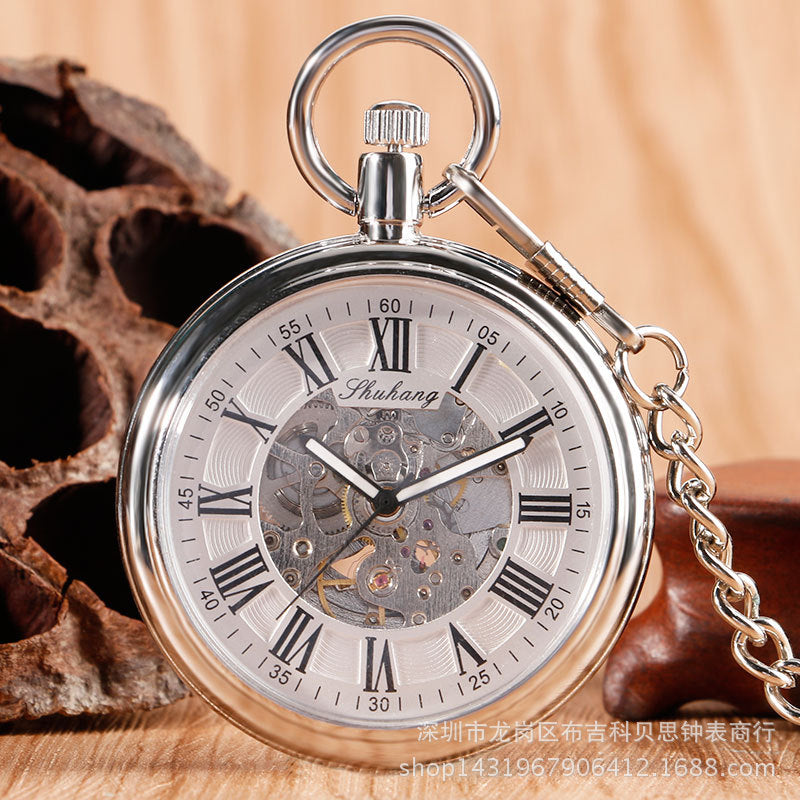 Creative Straight Plate Without Cover Roman Literal Automatic Mechanical Pocket Watch - Sleek Modern Classic Durable Stylish