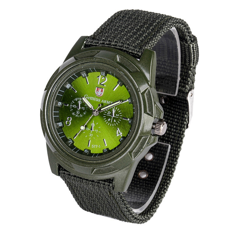 Militär Herr Gemiös Armé Sport Rund Urtavla Ny Quartz Nylonband Armbandsur