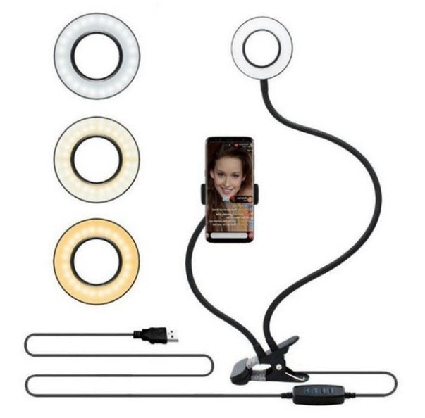 Anneau de selfie LED pour trépied, lumière fixe, 8cm, statique