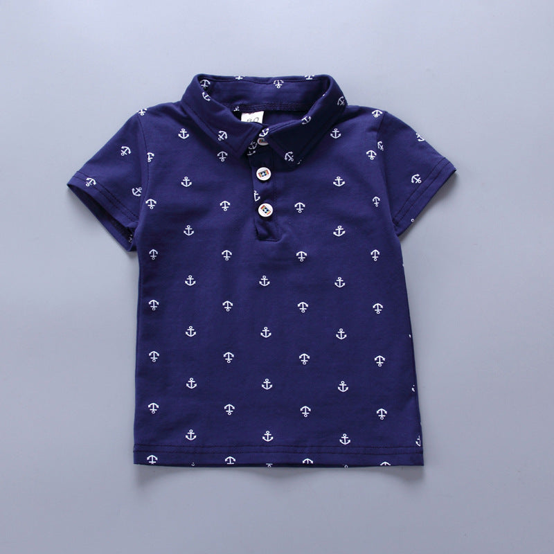 Anchor Printed Boy Boy Suit - Korean Short Sleeve Spring Summer Children's Wear