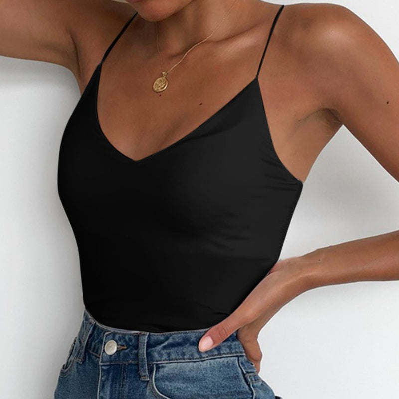 Satin femmes mince sauvage solide Camis gilet femmes débardeurs