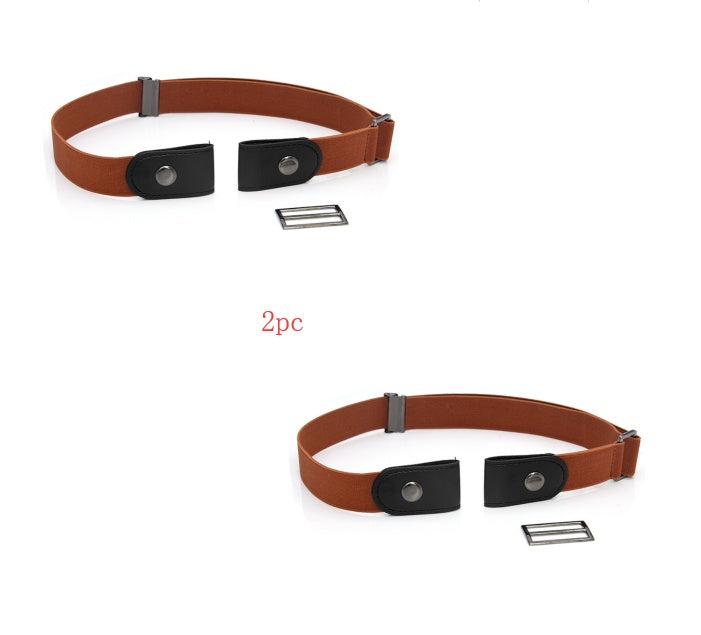 Men's Leather Slim Stretch Invisible Jeans Lazy Belt - Seamless Comfort