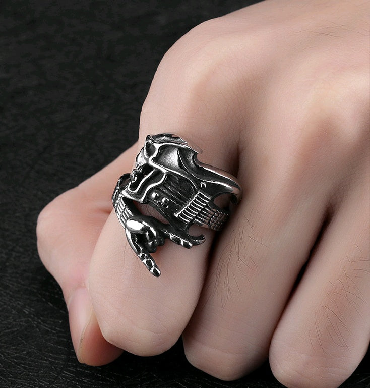 Titanstål herrring mode rock hip hop skull gitarr seger gest instrument enkel ring