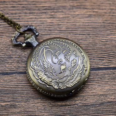Pocket Watch With Phoenix Cross - Symbolic Renewal Strength Resilience Elegant Spiritual Meaningful