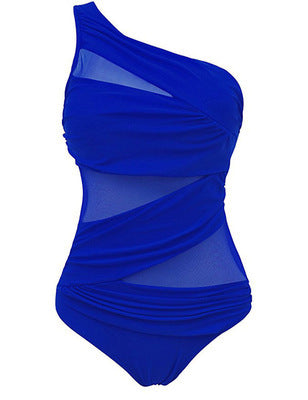 Professional Women's Plus Size Swimsuit - Nylon Construction (Solid Color, M-4XL, Chest Pad Support, One-Piece Style)