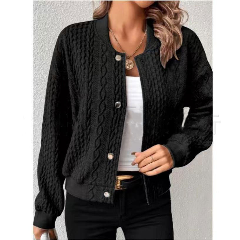 Women's Baseball Uniform Jacket Coat - Solid Color Polyester Casual Female Style