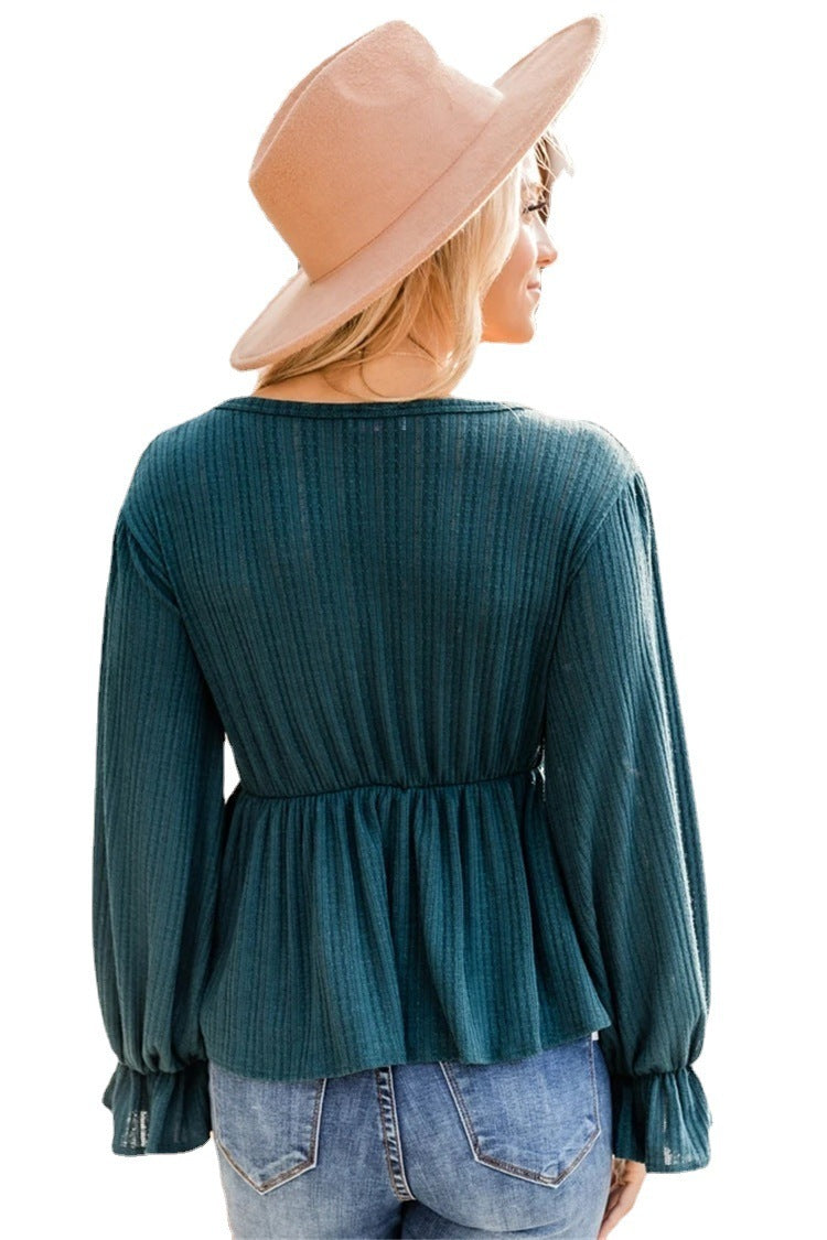 Striped Slim Long-Sleeved Top - Stylish & Comfortable