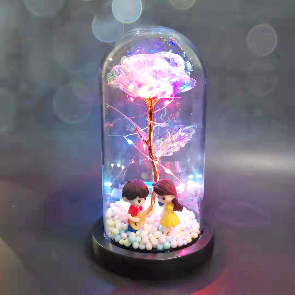 Rose éternelle de beauté en flacon, décoration de mariage, fleurs artificielles, couverture en verre pour cadeau de saint-valentin, décoration de maison