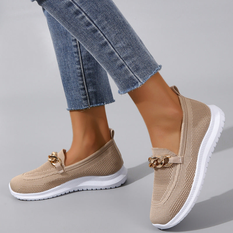 Chain Flats Skor Dam Mesh Sport Walking Skor