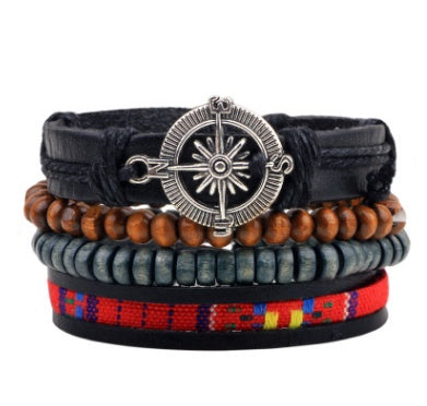 Moderiktiga pärlbesatta läderarmband och armband