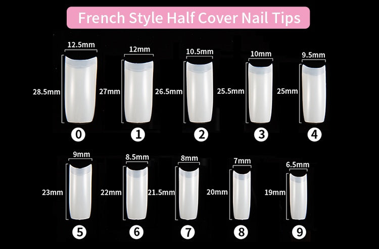 Professional French Nail Tips - 500 Pieces Acrylic Material | Classic French Manicure Collection