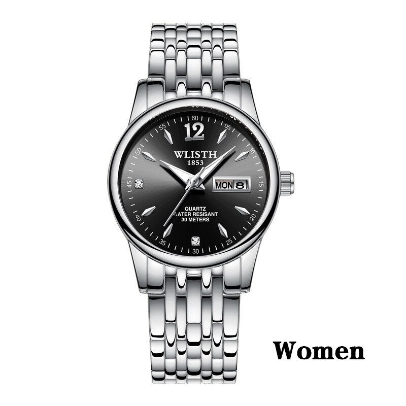 Femmes robe montre or Rose en acier inoxydable WLISTH marque mode dames montre-bracelet semaine Date Quartz horloge femme montres de luxe