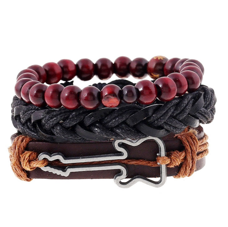 Moderiktiga pärlbesatta läderarmband och armband