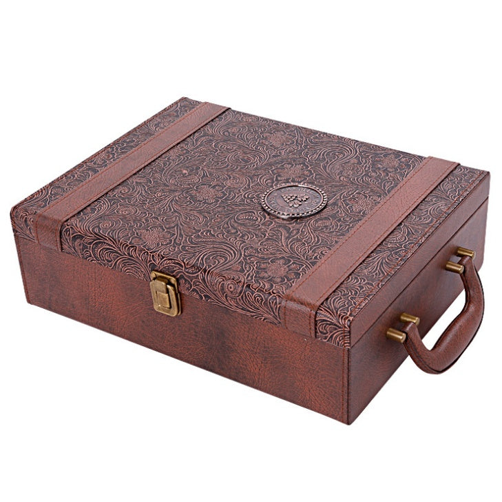 Boîte à vin créative en cuir, boîte-cadeau faite à la main, accessoires de Bar de cuisine à domicile, support de vin Lafite, boîte d'emballage de vin, cadeau pour ami