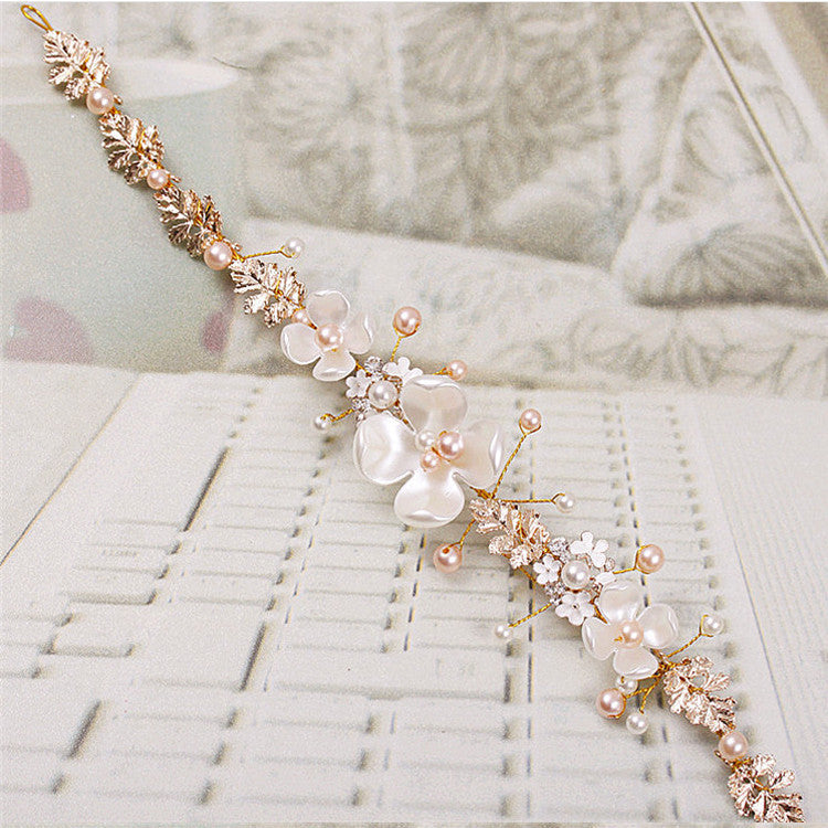 Luxury Wedding Headdress Ornaments - Pearl Ceramic Golden Hoop