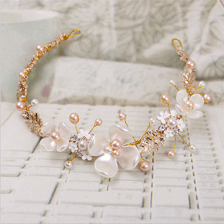 Luxury Wedding Headdress Ornaments - Pearl Ceramic Golden Hoop
