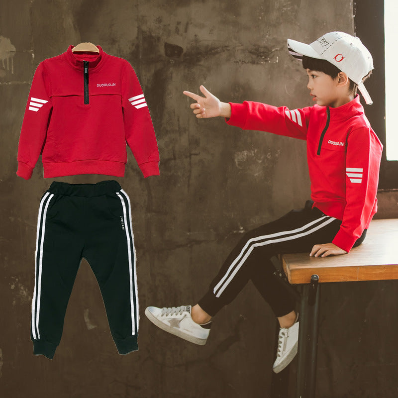 Boys' New Spring Garment in Two Kids' Leisure Sports Kids' Spring School Garments
