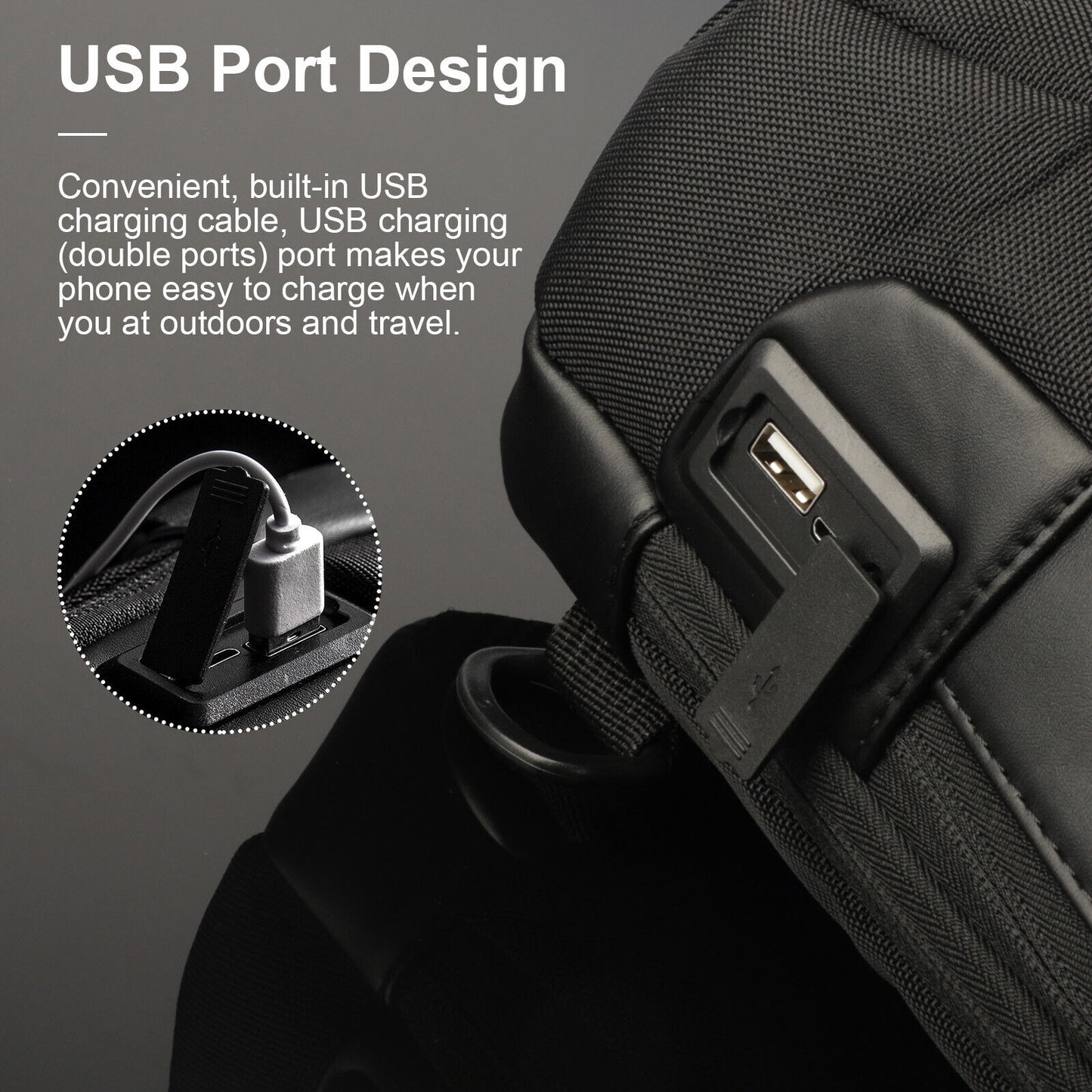 Sacs à bandoulière multifonctions Oxford imperméables pour hommes Sacs à bandoulière antivol Sac de poitrine à bandoulière pour homme Sac à bandoulière étanche antivol Sac à dos Pack USB