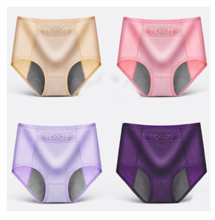 4 Physiological Underwear Women''s Waist Cotton Aunt Menstrual Period Leak-proof Girl Warm Breathable Triangle Health Pants