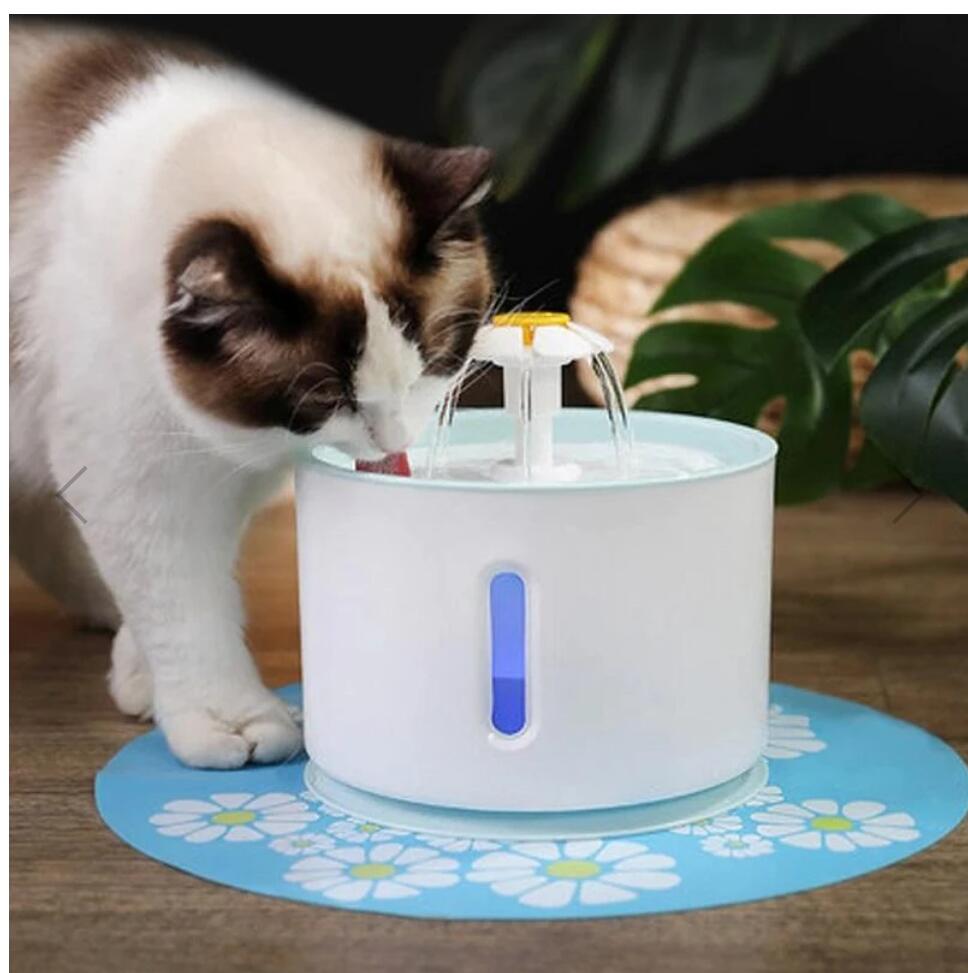 Automatisk kattvattenfontän för husdjur med LED-belysning USB Hundar Katter Mute Drinker Matarskål Dricksautomat