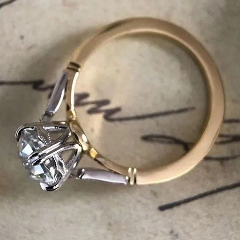 Bijoux à main en laiton plaqué, bague pour femmes en Zircon bicolore