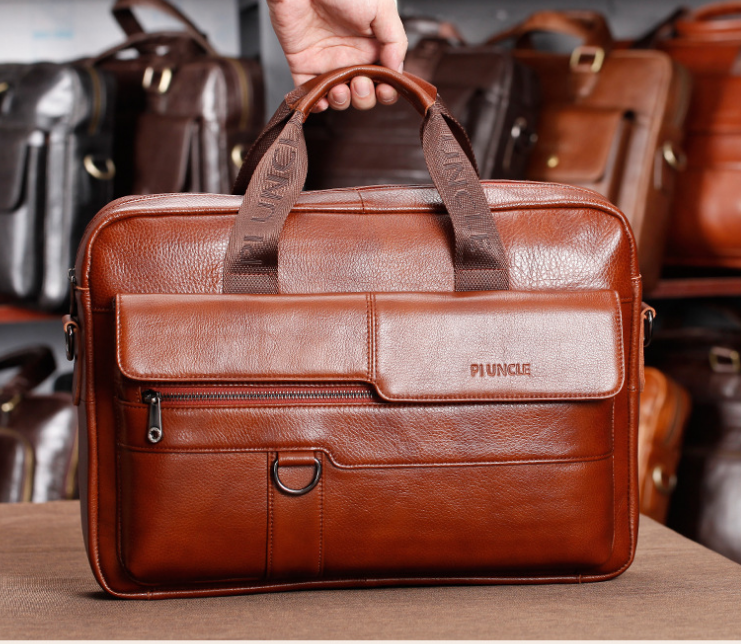 Läder portfölj för män Topplager Kohud Messenger Bag Stor kapacitet Enkel axelväska Business Multifunktion