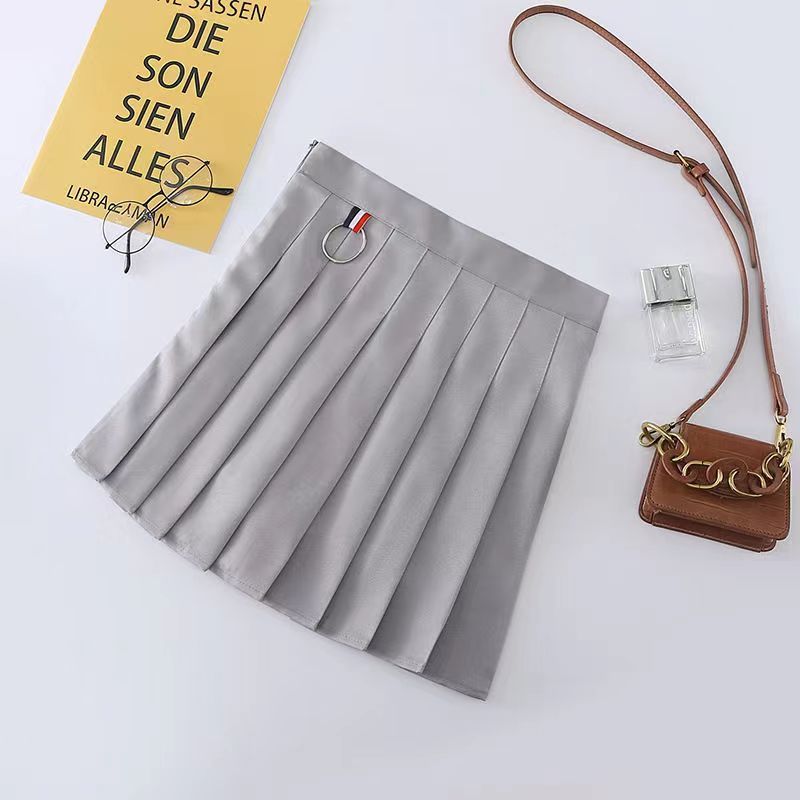 Professional European American Fashion Laminated Mini Skirt - Polyester High-Waisted (Picture Color, S-L, College Style)