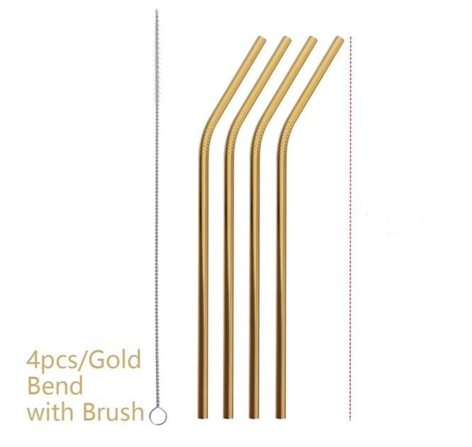 Colorful Reusable Stainless Steel Straws 4PCS/Pack