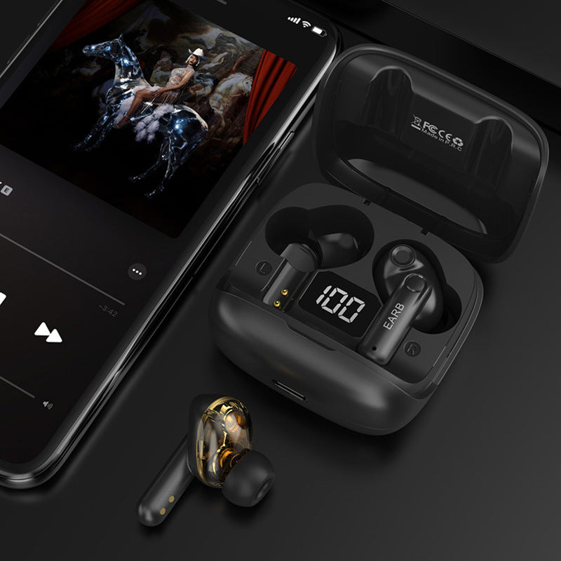 Nytt Mini Transparent trådlöst Bluetooth Headset Digital Display ENC brusreducering True Wireless Sports Music