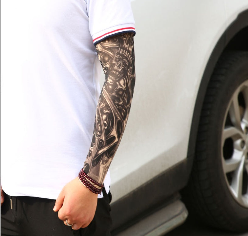 Huation New Fashion Tattoo Arm Warmer Unisex UV Protection Outdoor Temporary Fake Tattoo Arm Warmer Sleeve Mangas