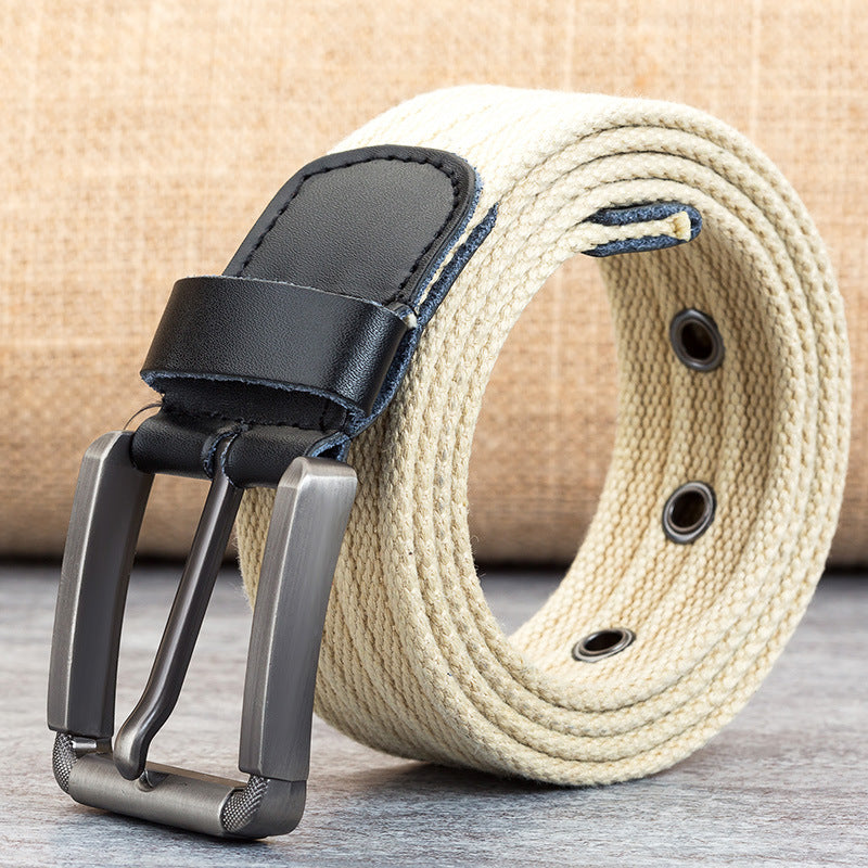 Men's Pin Buckle Polyester Woven Canvas Belt - Effortless Comfort