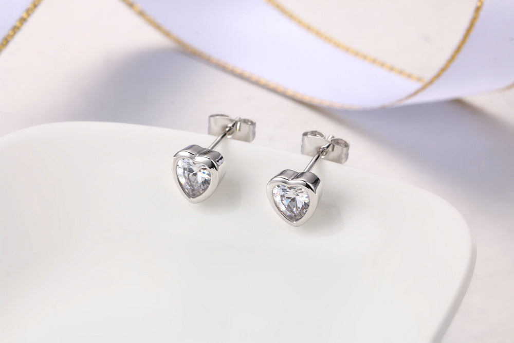 Round Stud Earrings Zircon Micro-Inlaid Gold Earrings